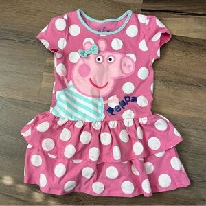 Peppa Pig Toddler Pink Polka Dot Ruffle Skirt Dress Size 3T